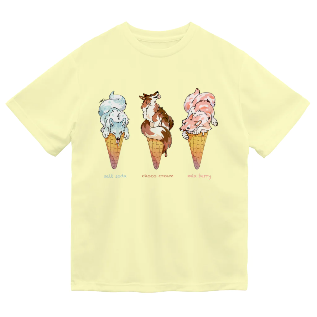 タタナ幻獣館のソフトクリームなオオカミたち ドライTシャツ