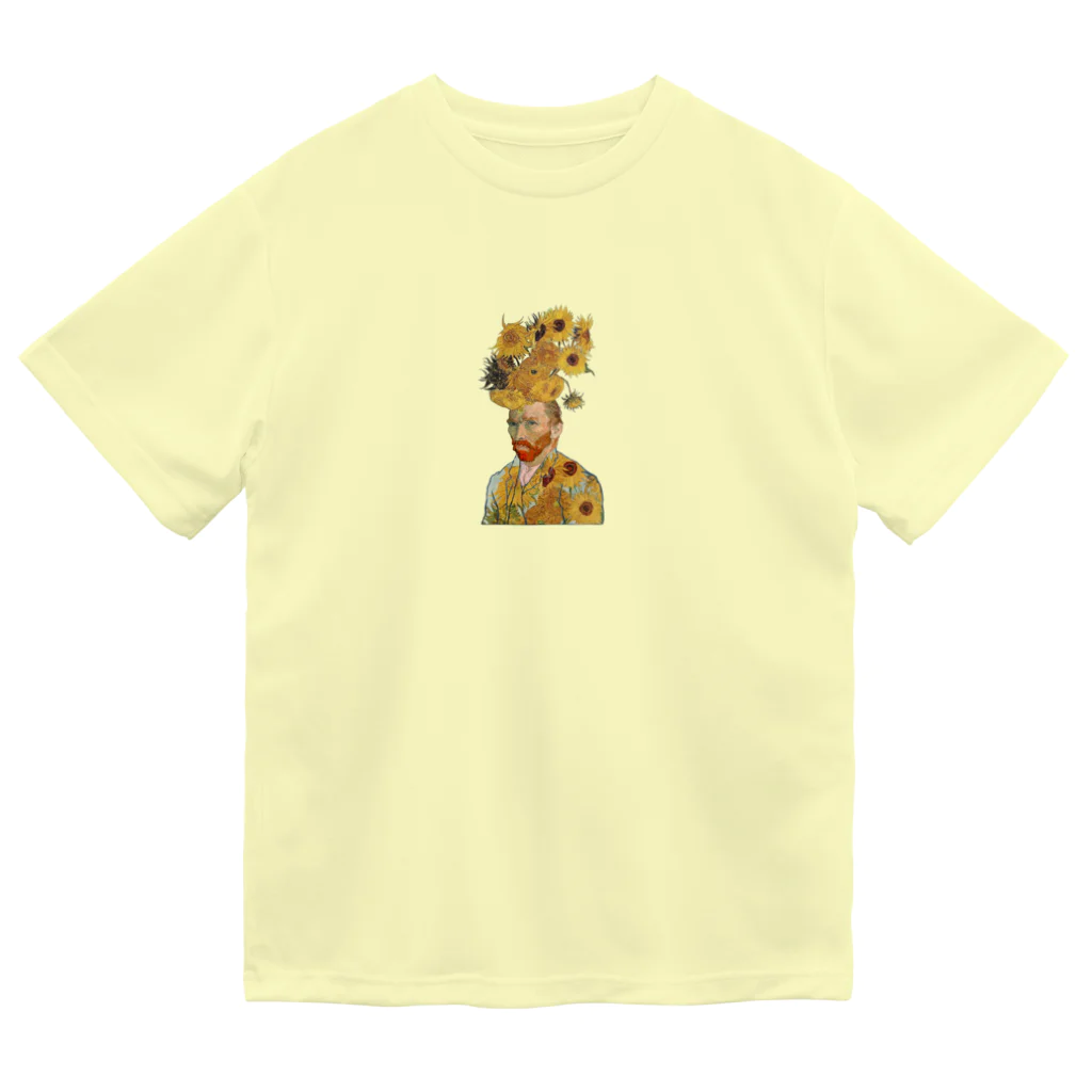 R.MUTT2024の向日葵とゴッホ ドライTシャツ