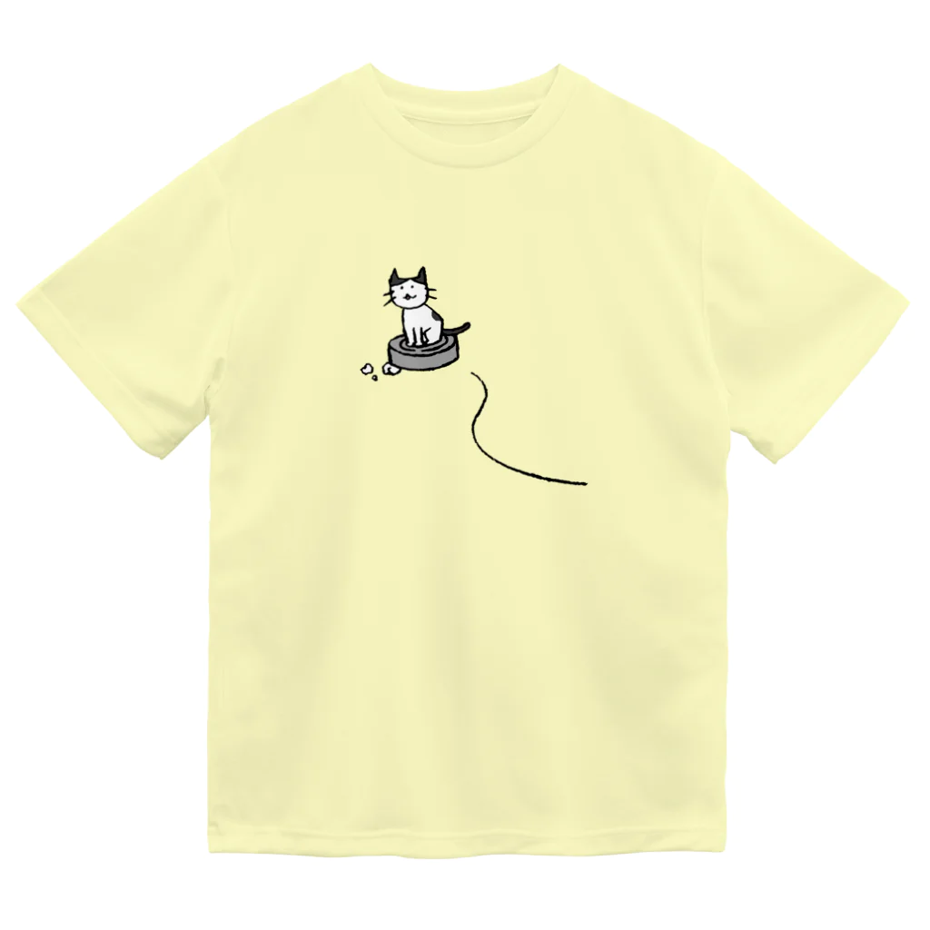 かいわれちゃんのルンバに乗るネコさま ドライTシャツ