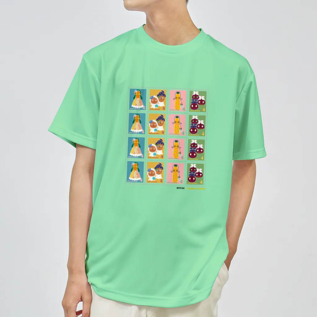 Quatre Illustrationのキャトル切手_お野菜ファッションショーA 4×4 Dry T-Shirt