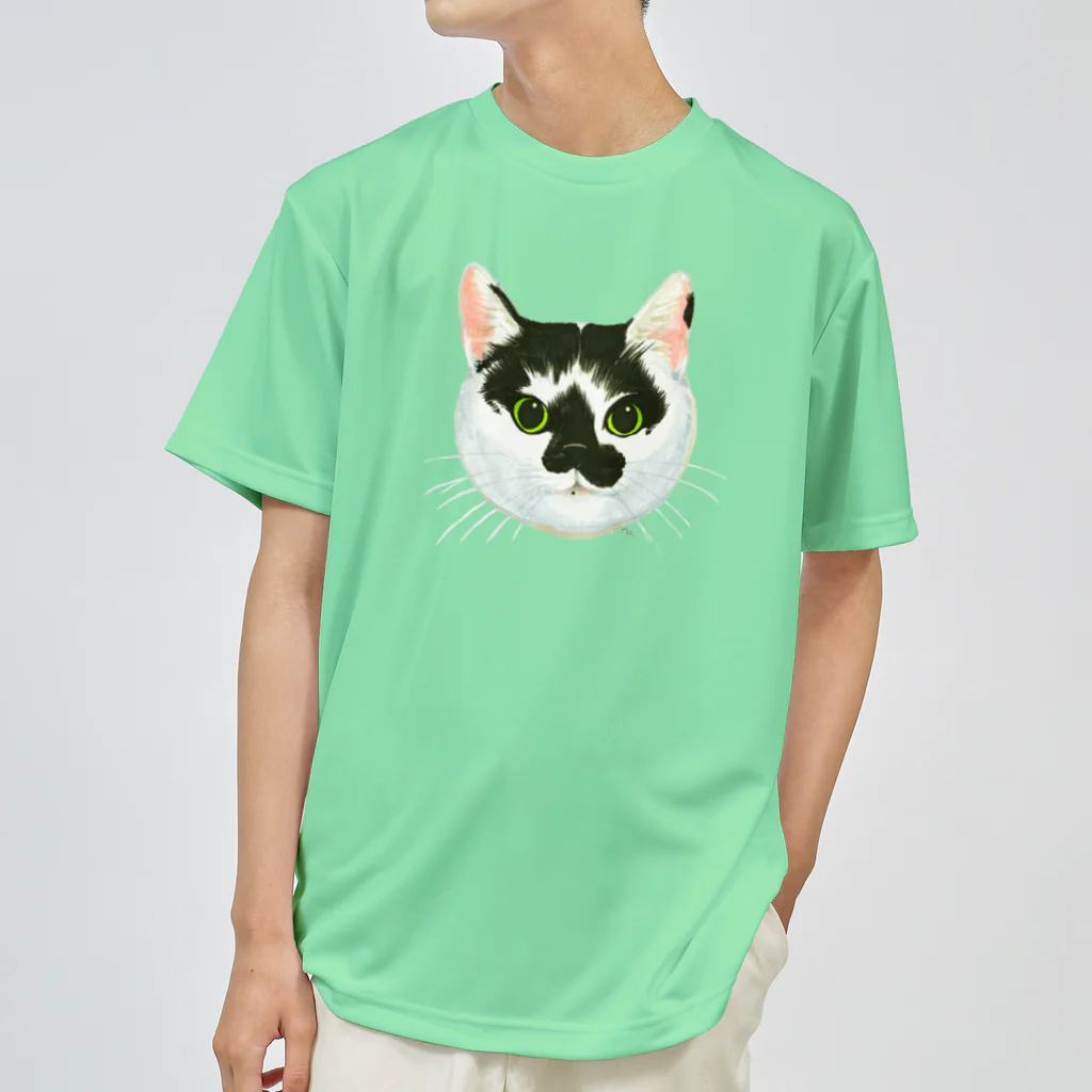 segasworksのねこさんのお顔（白黒ねこ） ドライTシャツ