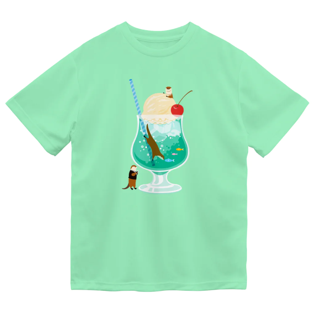 カワウソとフルーツのカワウソとクリームソーダ ドライTシャツ