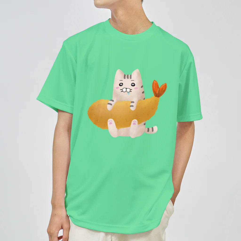 れらるきゃっとのネムレナイネコとエビフライ ドライTシャツ