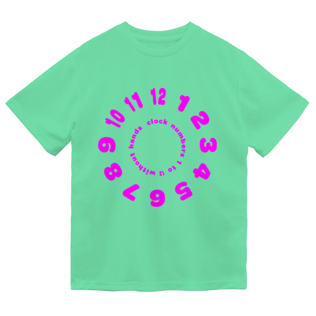 PyriteDesignのclock numbers 1 to 12 without hands【Tshirt】【Design Color : Pink】【Design Print : Front】 ドライTシャツ