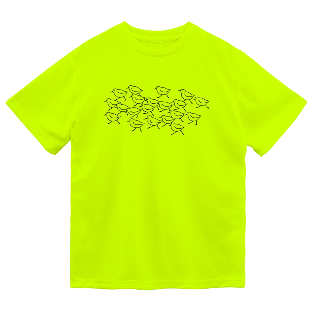 piro piro piccoloのミユビシギ19＋ハマシギ1　black（薄色用） Dry T-Shirt