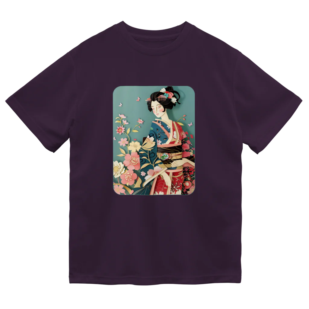 MistyStarkの着物女性の切り絵アート　―　Kimono woman paper-cutting art　ー Dry T-Shirt