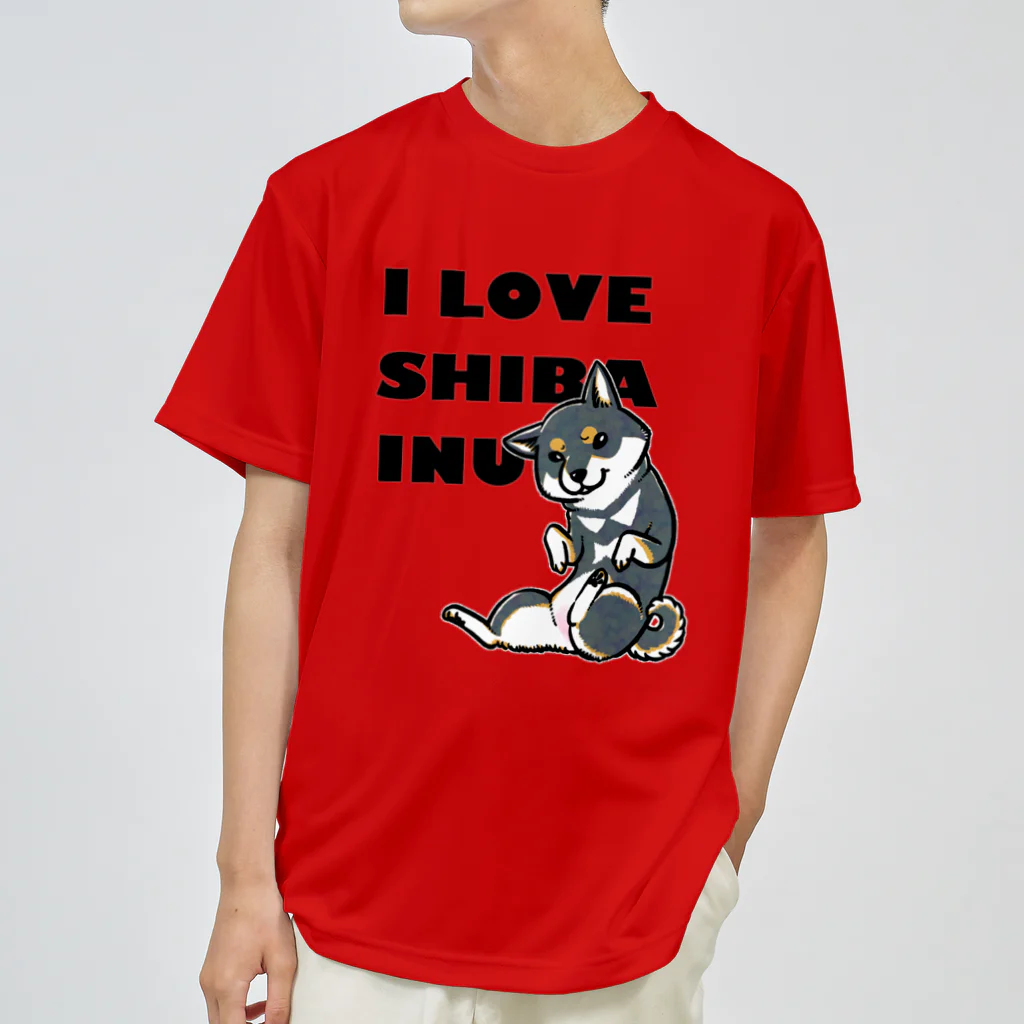 真希ナルセ（マキナル）のI LOVE SHIBA INU（新バージョン・黒柴） Dry T-Shirt