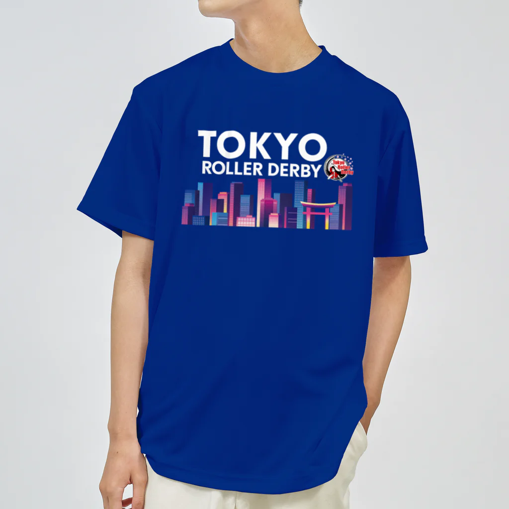 東京ローラーダービーのTokyo Skyline（White character) ドライTシャツ