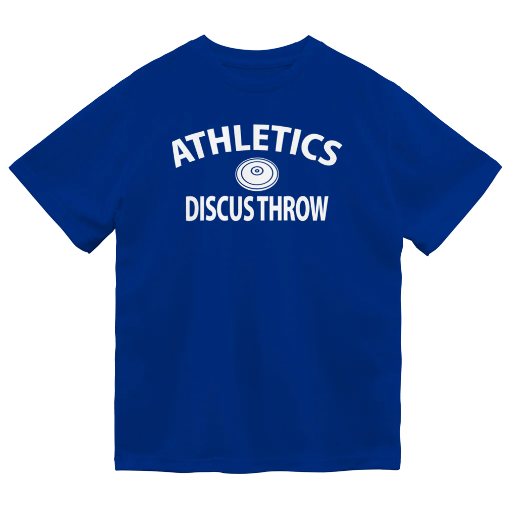 sports_tower スポーツタワーの円盤投げ・白・陸上競技・えんばんなげ・グッズ・Tシャツ・Discus Throw・飛距離・男子・女子・かっこいい・かわいい・アスリート・選手・有力・確実・候補・部活・有望・応援・精神力・集中力・メダル ドライTシャツ