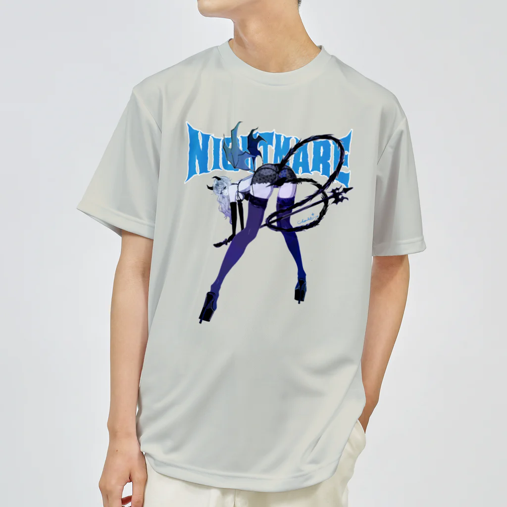 loveclonesのNIGHTMARE 0418 小悪魔 サキュバス 超美脚 ロングテール Dry T-Shirt