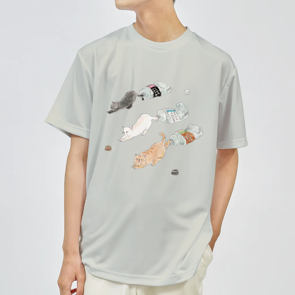 トコロコムギの絵の具にゃんこ ドライTシャツ