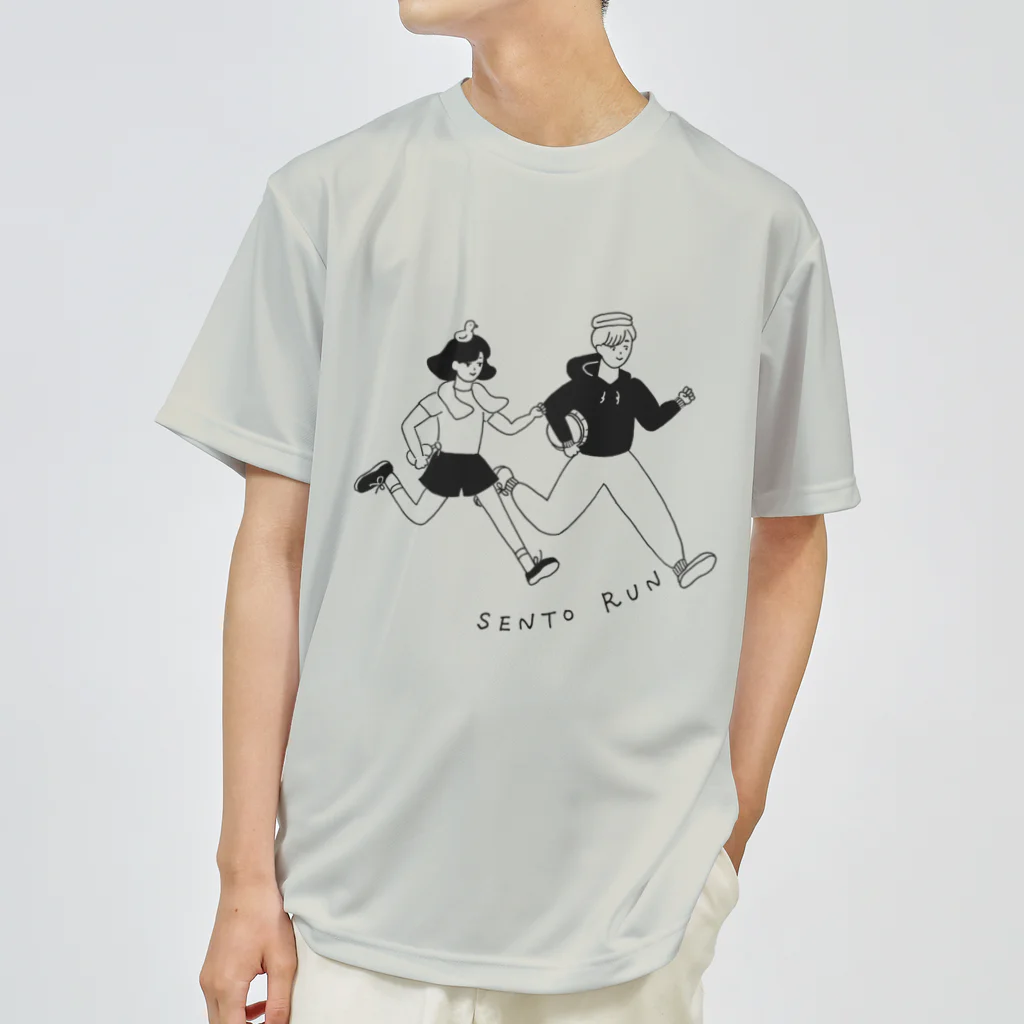 銭湯ラン.comの銭湯ランTシャツ シルバーグレイ ドライTシャツ