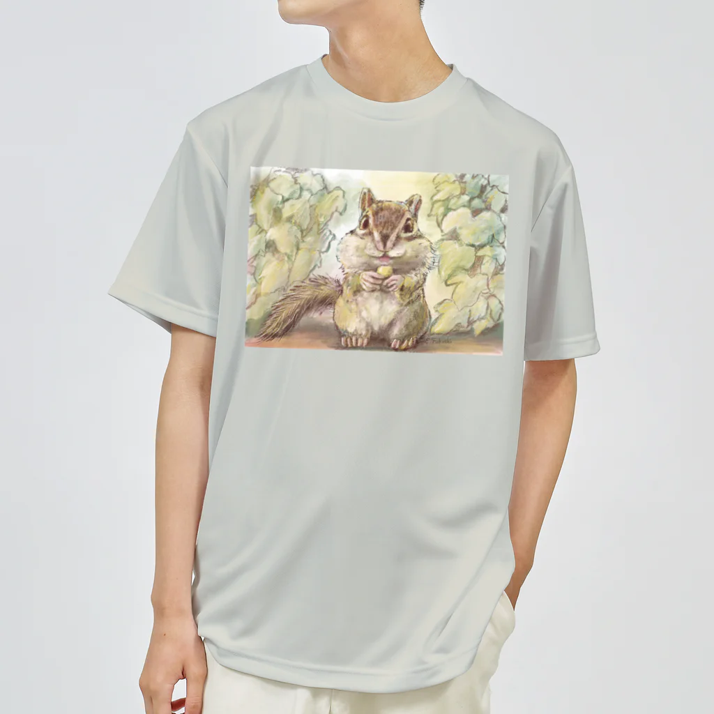 “little shop”福士悦子のパステル画風のシマリス（２）正面顔 ドライTシャツ