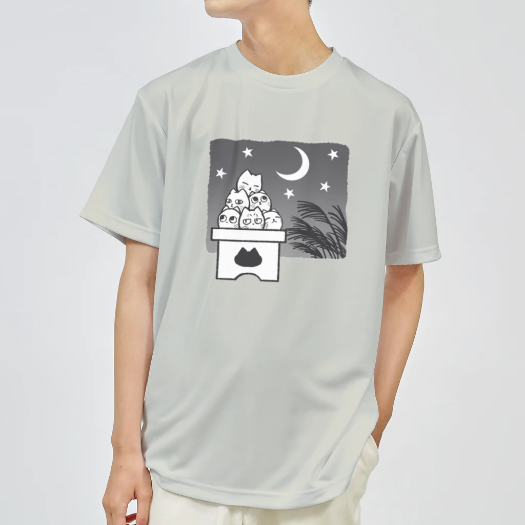 Charamaru Marketの重なる猫（お団子） ドライTシャツ