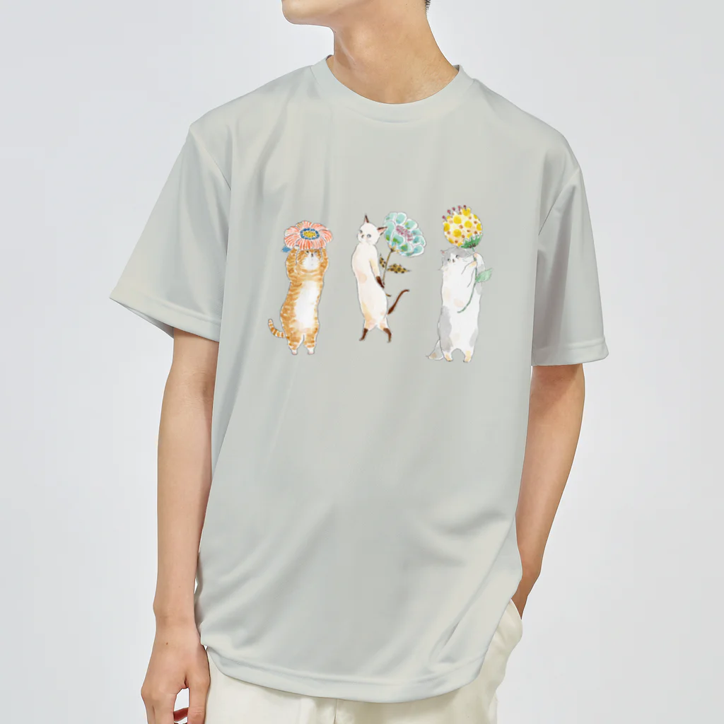 トコロコムギのむずむずお花屋さんにゃんこ Dry T-Shirt