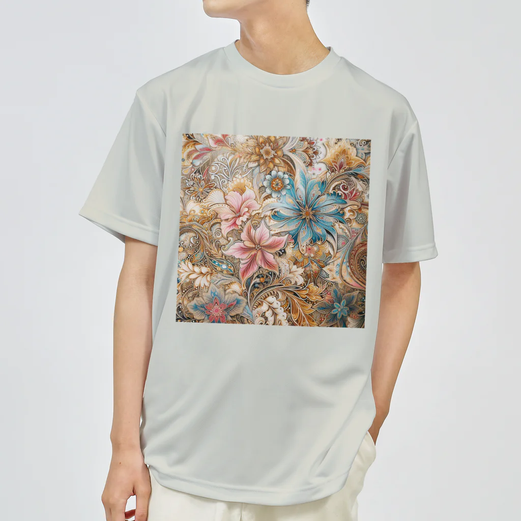 使いやすいデザインがいいね！のお花のバティック柄 Dry T-Shirt