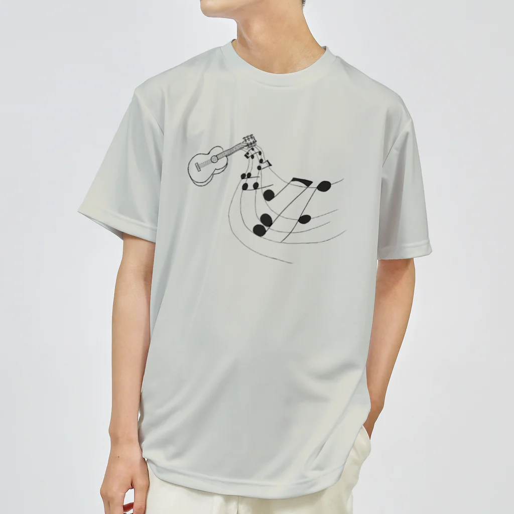 Lily bird（リリーバード）の奏でるギター 線画 Dry T-Shirt
