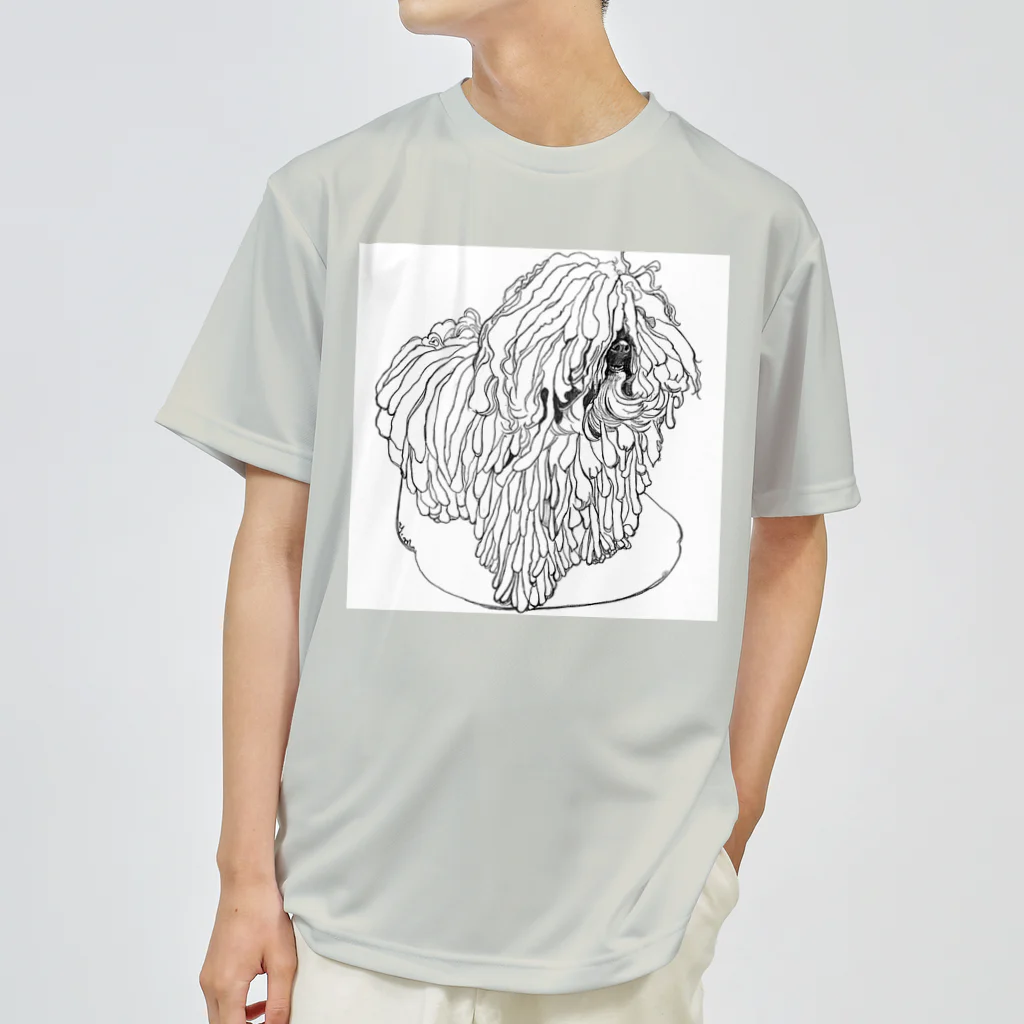 光平洋子のかしこいプーリー犬　3さい、立ちました。puli illustration  ドライTシャツ