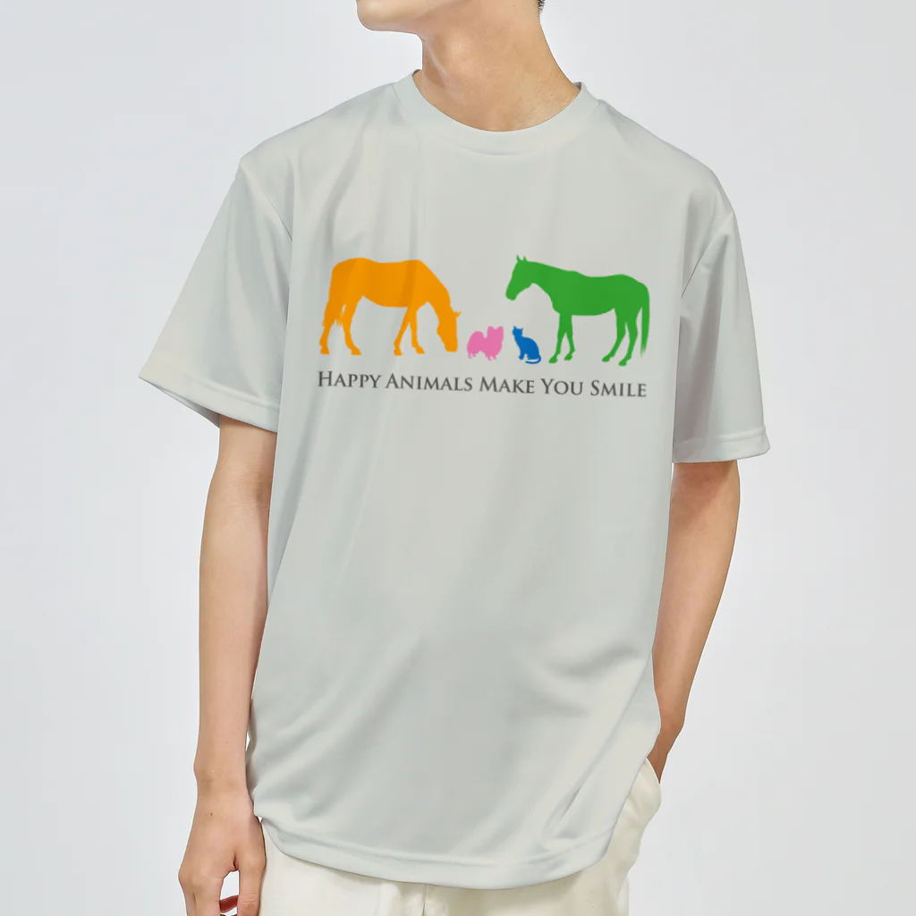 SHOP HAPPY HORSES（馬グッズ）のHappy Animals（文字入り） ドライTシャツ