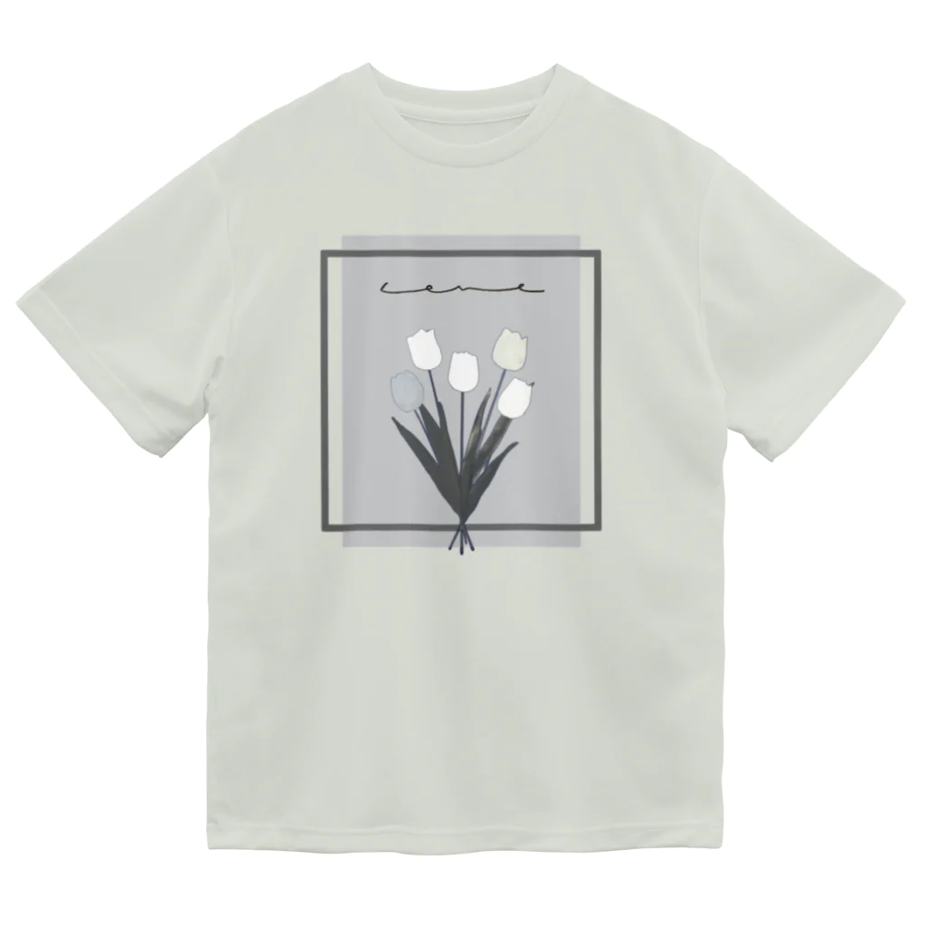 rilybiiのgrayish color × white × charcoal ×  tulip bouquet ドライTシャツ