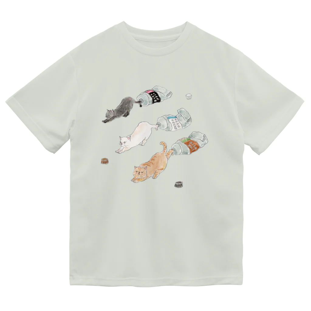 トコロコムギの絵の具にゃんこ ドライTシャツ