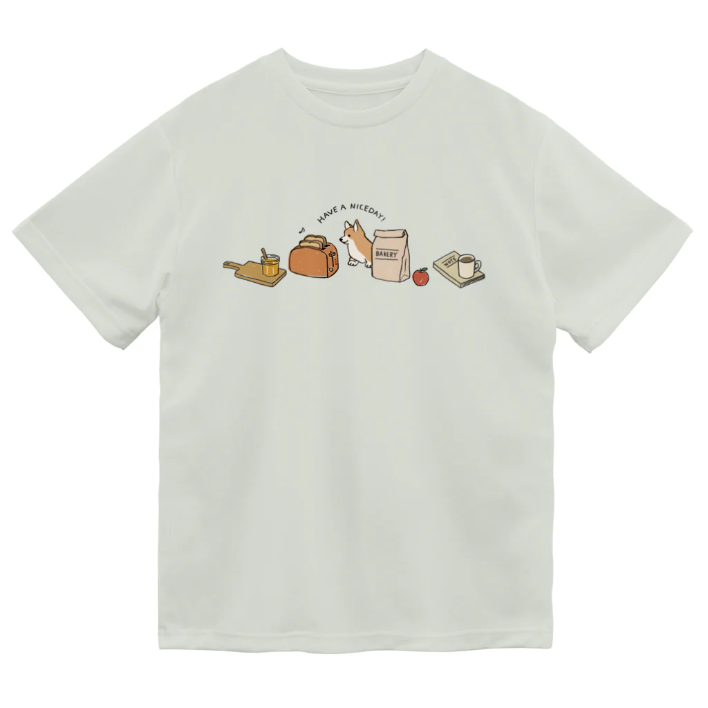 kiki25のコーギーと朝ごはん ドライTシャツ