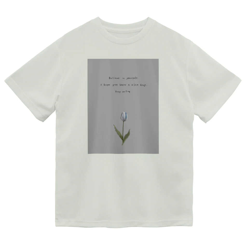 rilybiiのTULIP, white gray blue . ドライTシャツ