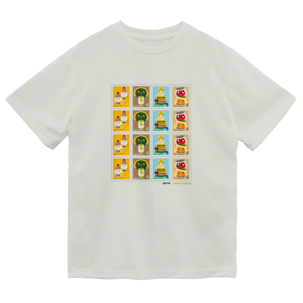 Quatre Illustrationのキャトル切手_お野菜ファッションB 4×4 ドライTシャツ