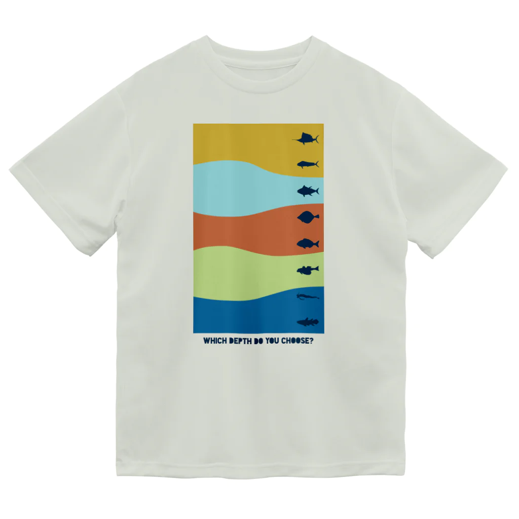 ノアソビ　ベース  ⛰⛺️🎣の『 Which depth do you choose? 』カラフル ドライTシャツ