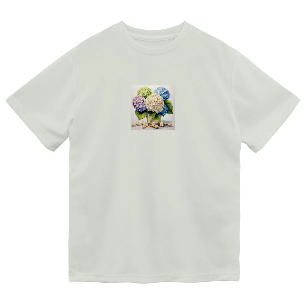 OkometoOmochiの紫陽花とポップコーン Dry T-Shirt