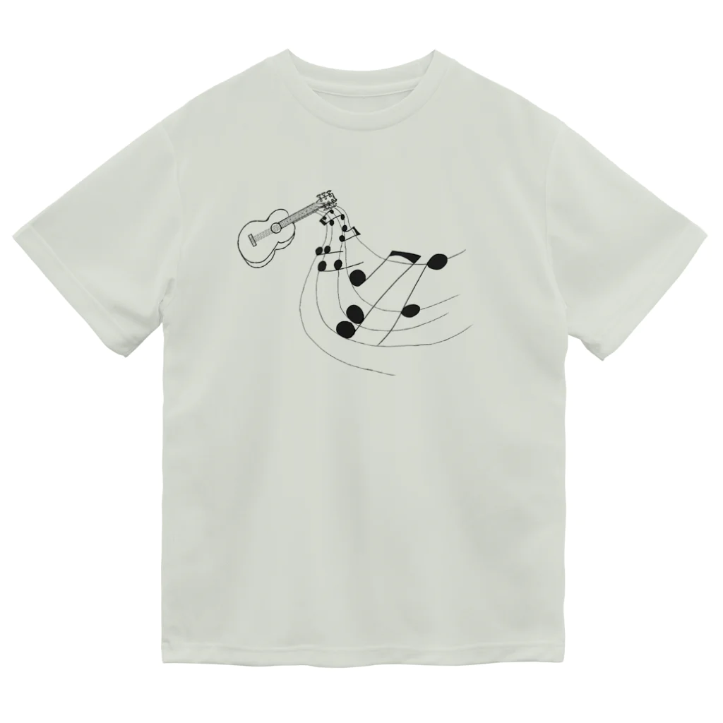 Lily bird（リリーバード）の奏でるギター 線画 ドライTシャツ