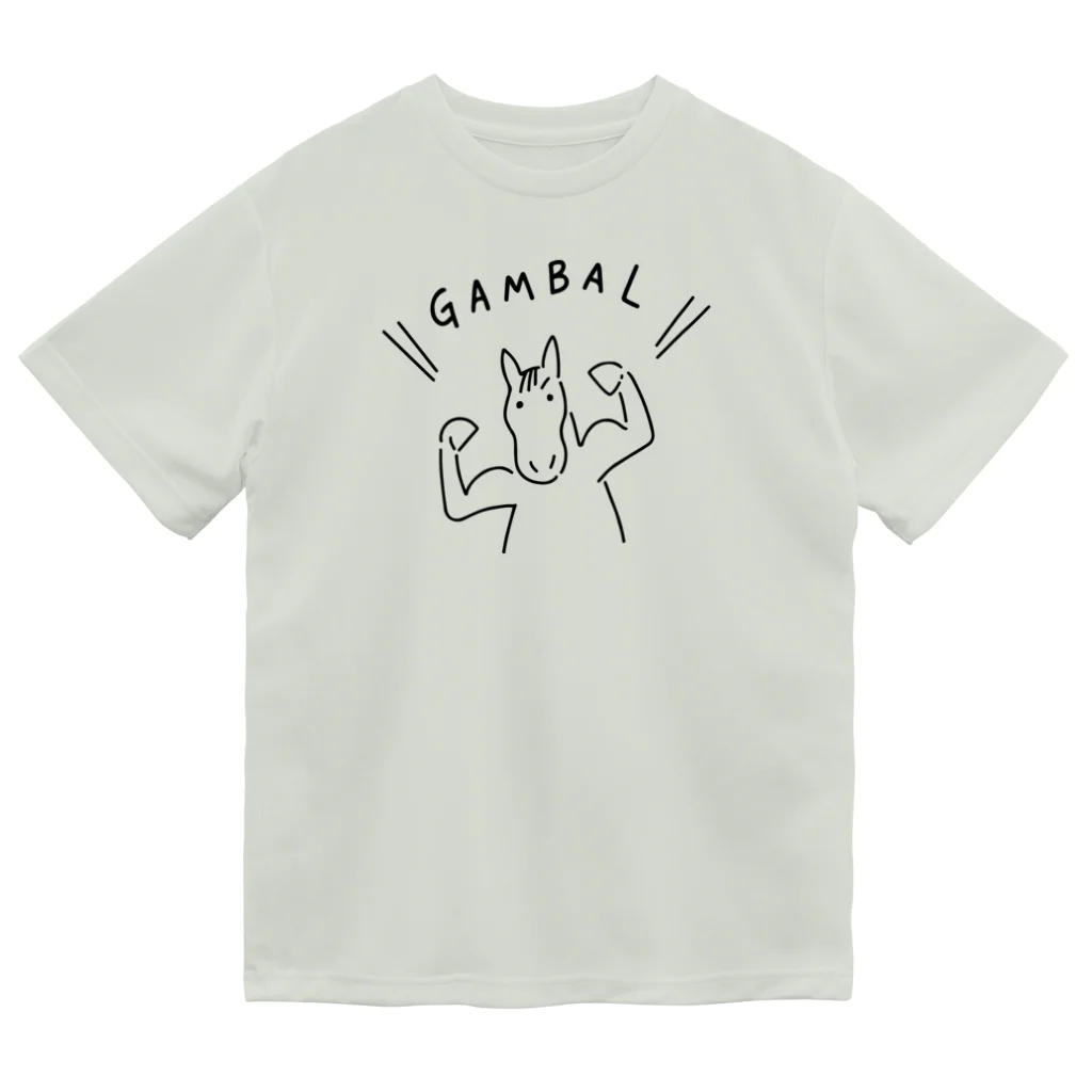 PipopapotanのGAMBAL がんばる馬 ブラックライン Dry T-Shirt