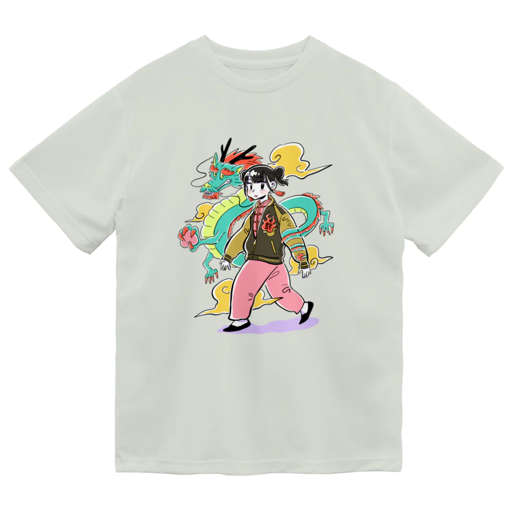 百瀬ガンジィのゴキゲンSHOPのスカジャンチャイナ娘(龍) ドライTシャツ