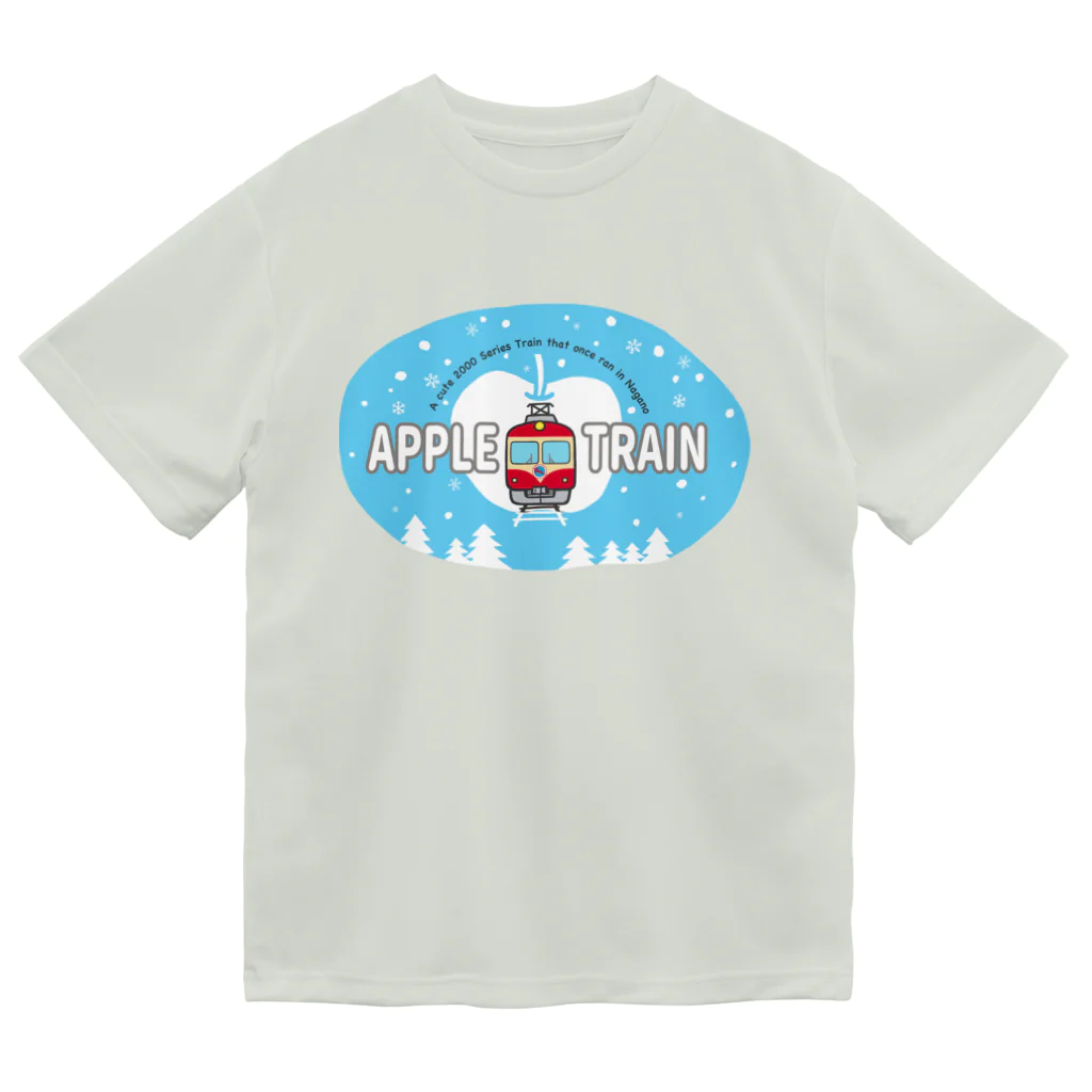 やすこーん（YASCORN）鉄道の鉄道:りんご電車（水色） ドライTシャツ