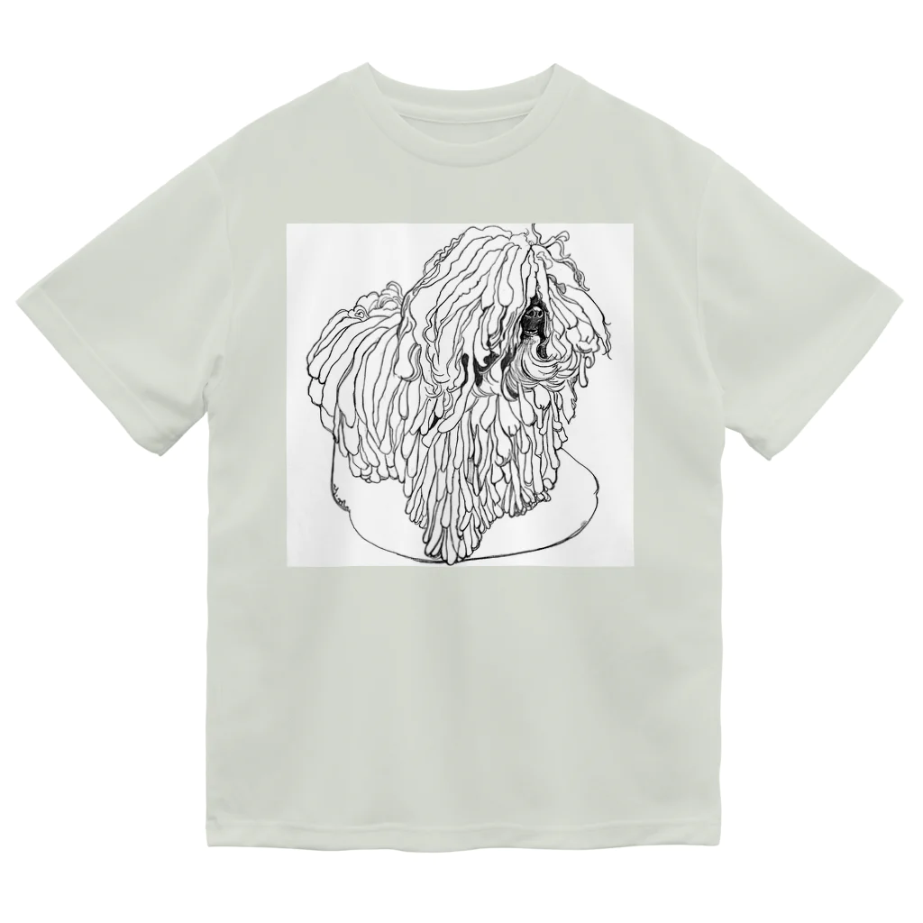 光平洋子のかしこいプーリー犬　3さい、立ちました。puli illustration  Dry T-Shirt