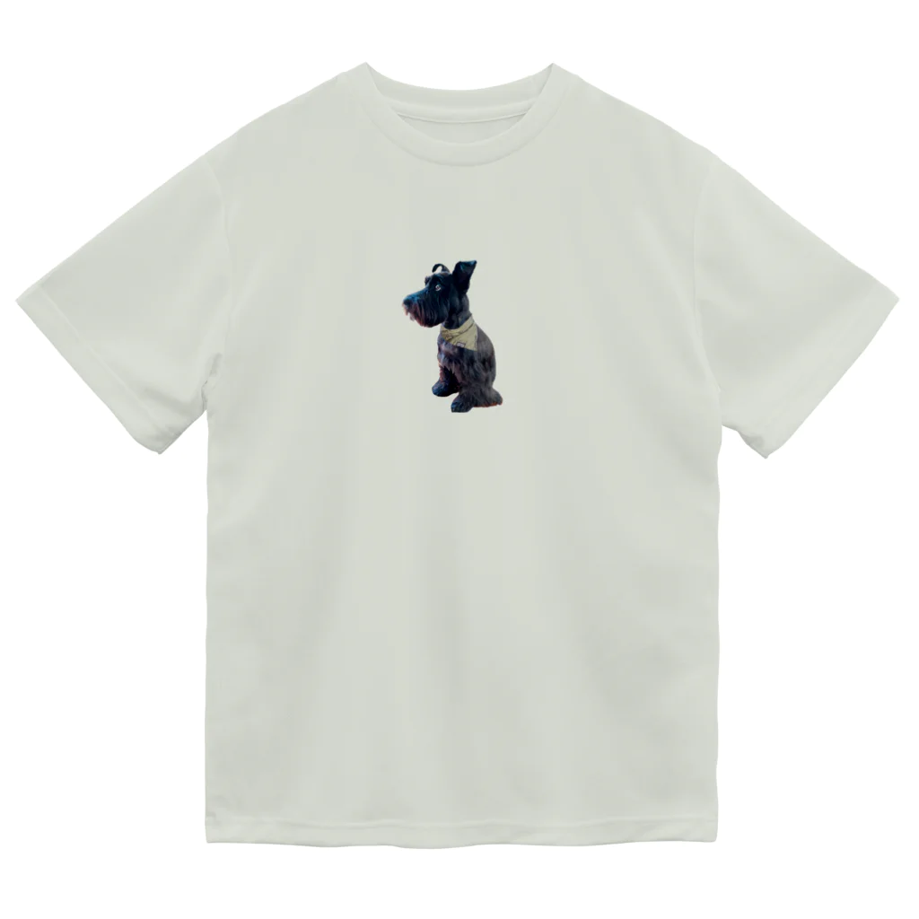 KURO のおすわりKURO シュナウザー 黒い犬 dog クロ Dry T-Shirt