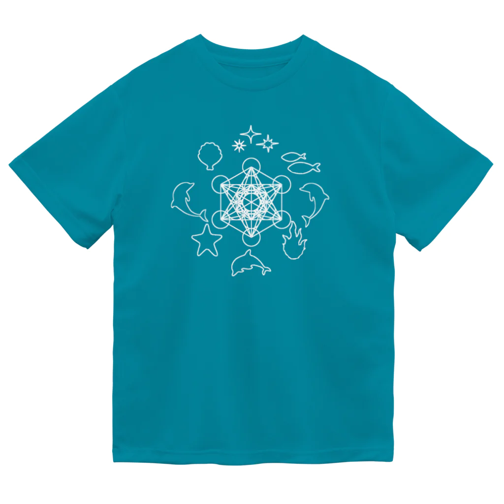 Metatron’s Cube Cosmosのメタトロンキューブと海の生き物たちホワイトカラー Dry T-Shirt