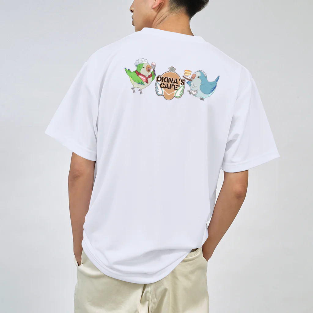 patapata ໒꒱ parakeetのオキナインコカフェ　ホットサンド ドライTシャツ