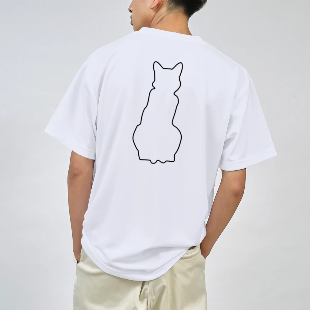 アトリエGINのロシアンブルー銀　猫の100% Tシャツ(線画Ver) ドライTシャツ