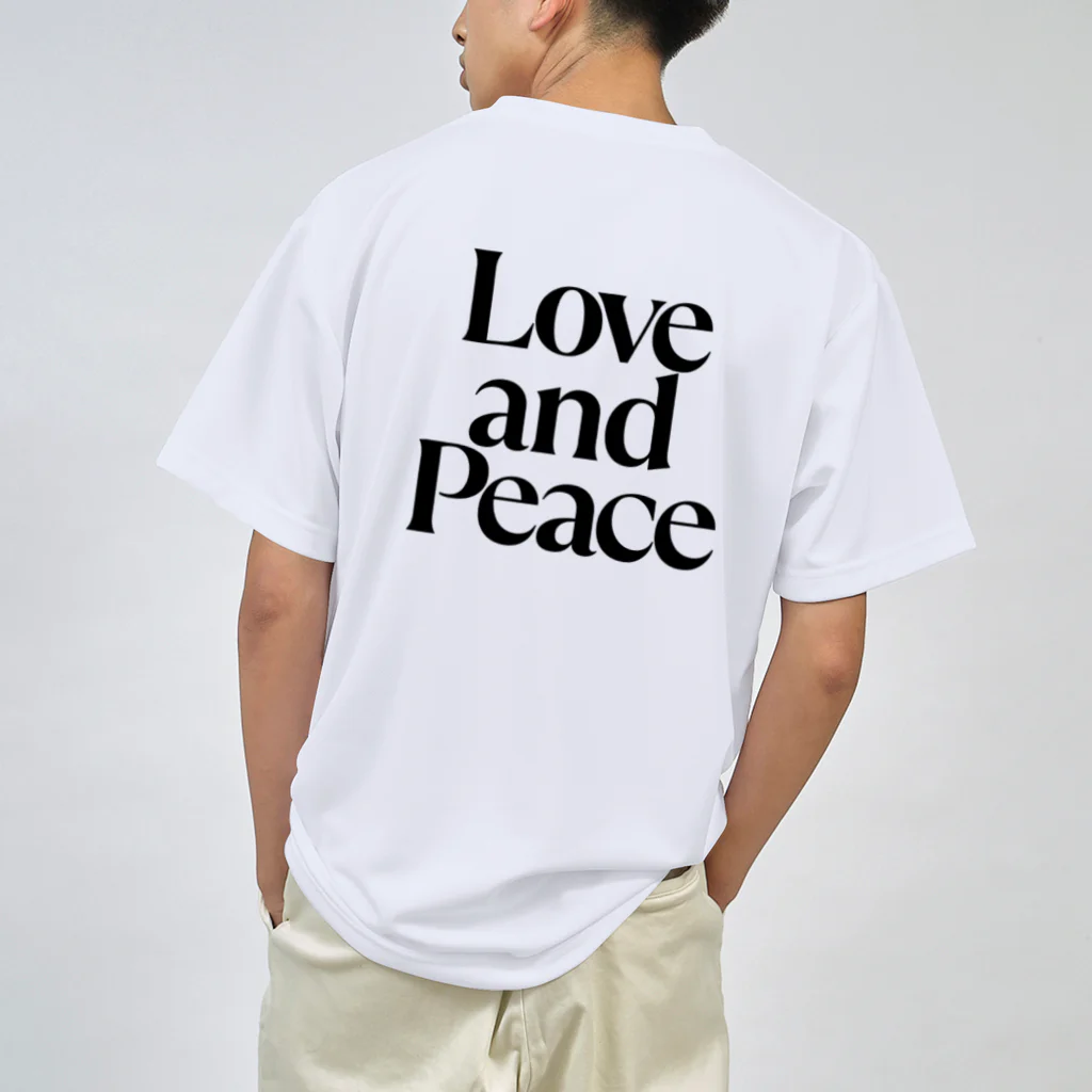 週5テニスの LOVE and PEACE(黒文字) Dry T-Shirt