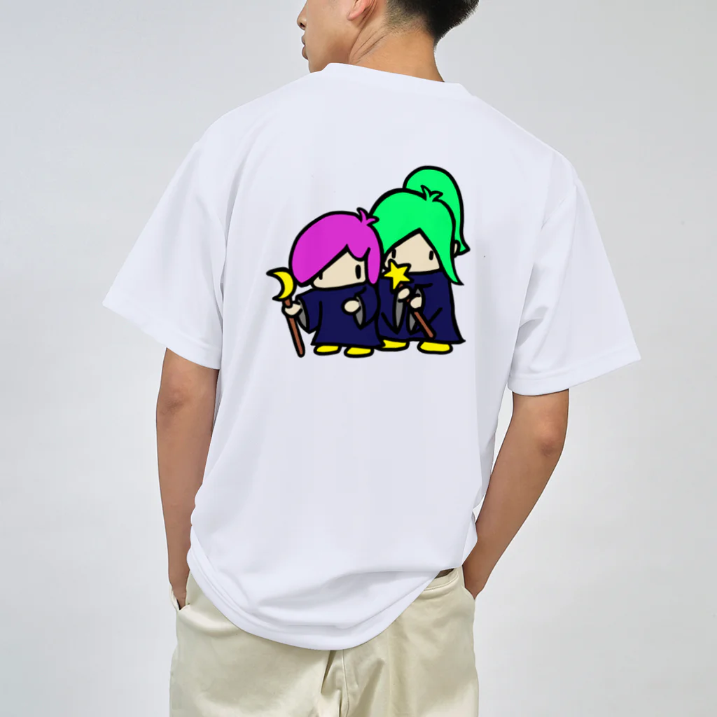 けた画伯屋🧑🏻‍🎨のピンクとみどりの魔法使い ドライTシャツ