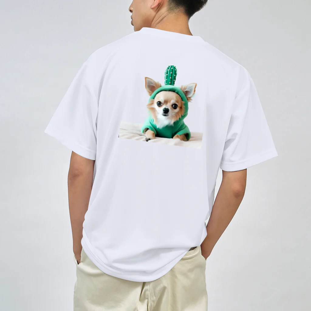 夢キャラSHOPの可愛いチワワ犬（#サボテンコスプレ） ドライTシャツ