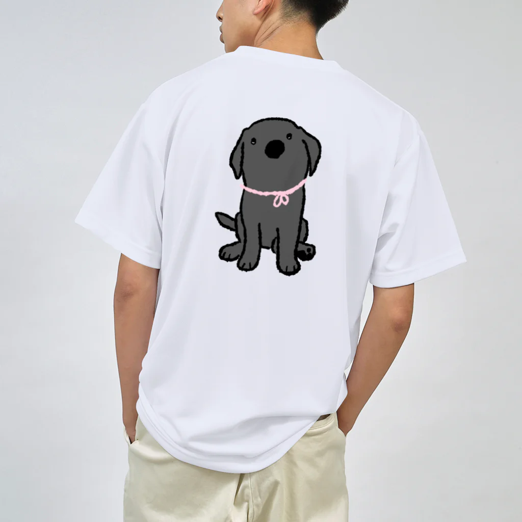 Dog Drawer Drawn by Dogの黒ラブパピー ドライTシャツ