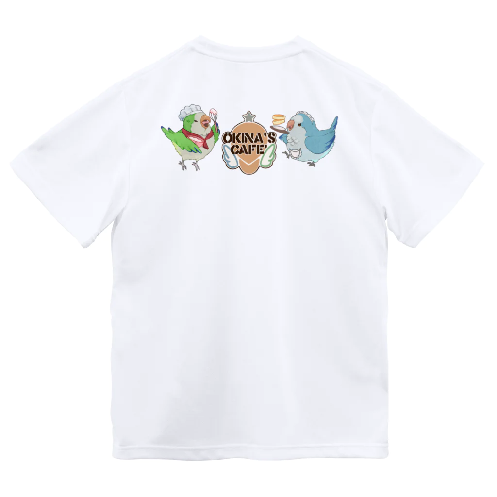 patapata ໒꒱ parakeetのオキナインコカフェ　ホットサンド ドライTシャツ