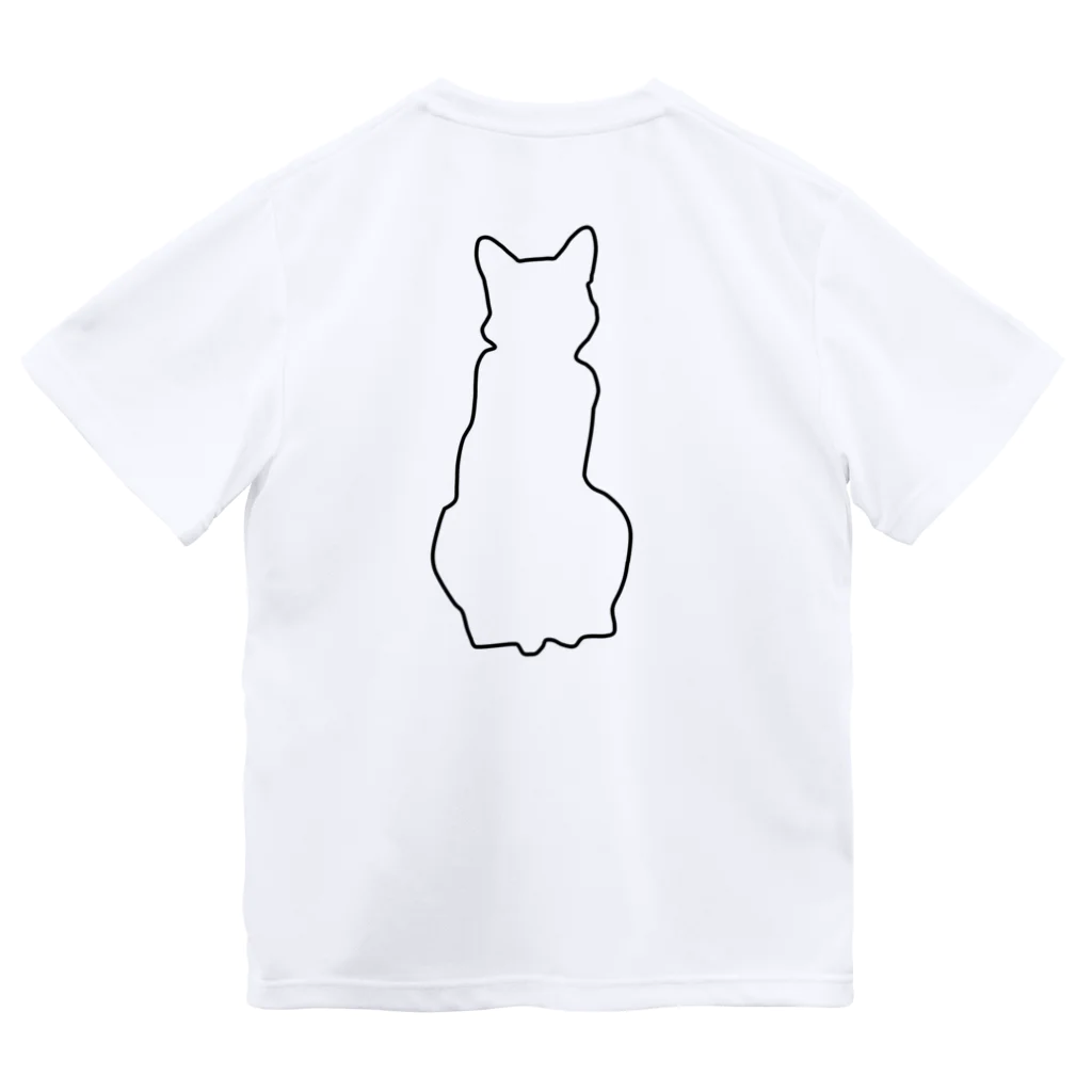 アトリエGINのロシアンブルー銀　猫の100% Tシャツ(線画Ver) ドライTシャツ