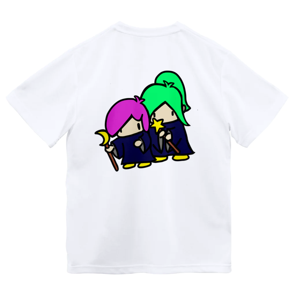 けた画伯屋🧑🏻‍🎨のピンクとみどりの魔法使い ドライTシャツ