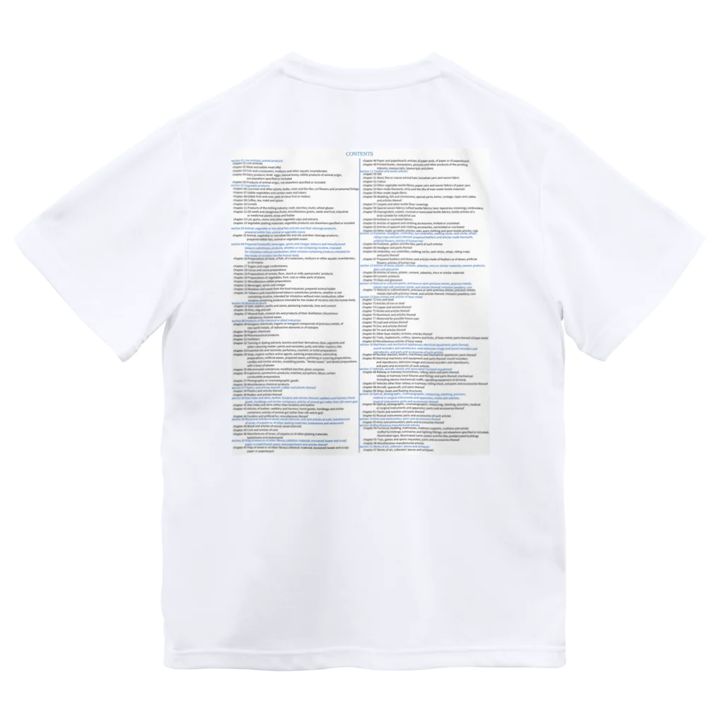 GreenCrane(グリーンクレーン出版)の[ENGLISH]輸出統計品目表(EXPORT STATISTICAL SCHEDULE) 2024 Box Big Logo ビッグロゴ T-Shirts Tシャツ 背面には英語の部•類の目次 Dry T-Shirt