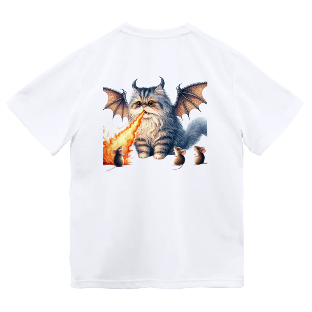 nekodoragonのブサカワ！火噴き猫ドラゴン　背景透過ver Dry T-Shirt