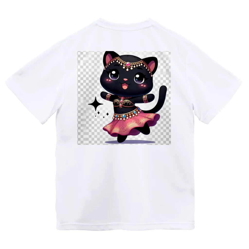 ベリーBellyの黒猫ベリーダンス ドライTシャツ