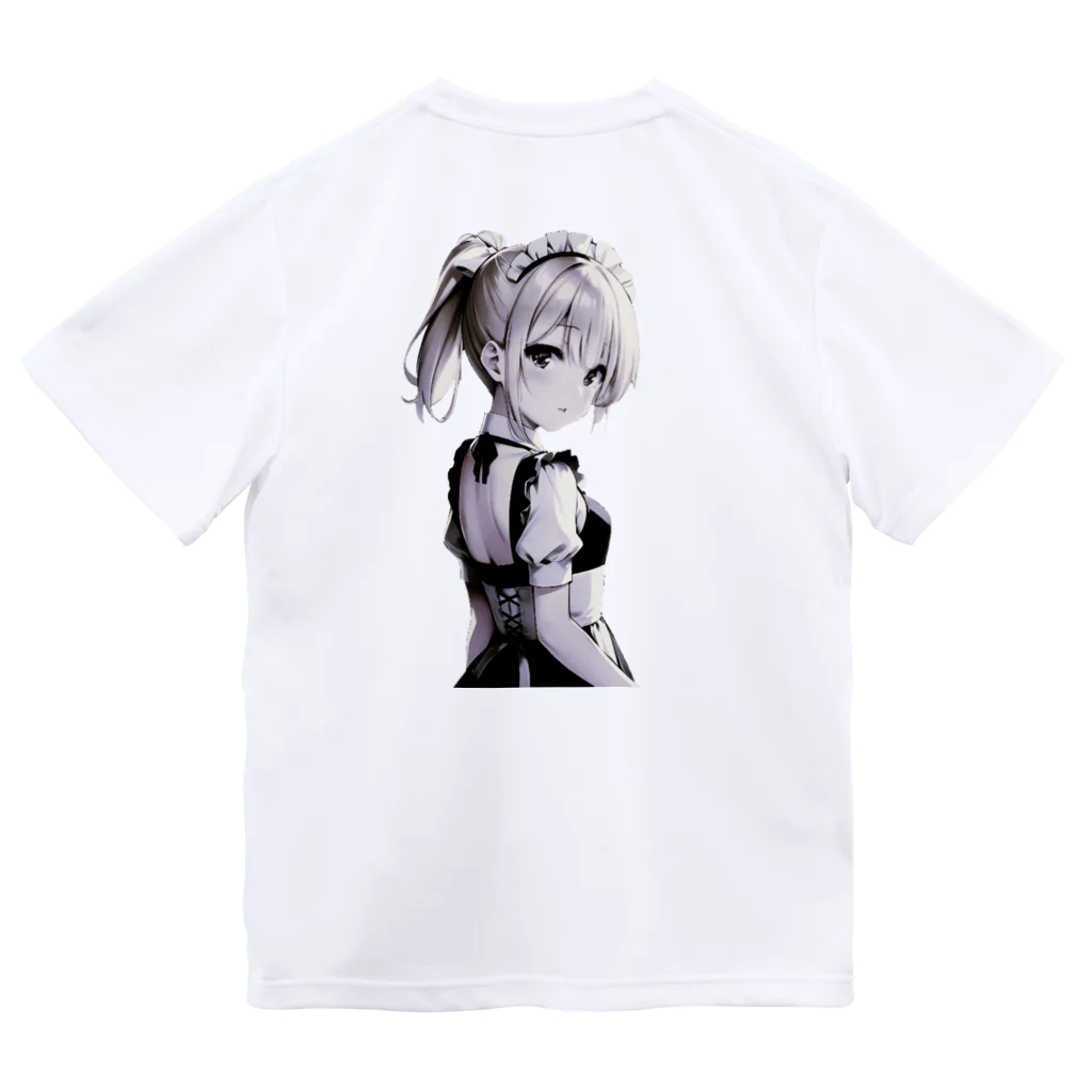 agomamushiの見返り金髪ポニテメイドさんモノクロバージョン Dry T-Shirt